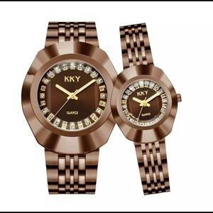 His & Hers Chocolate Brown Quartz Watch Set!